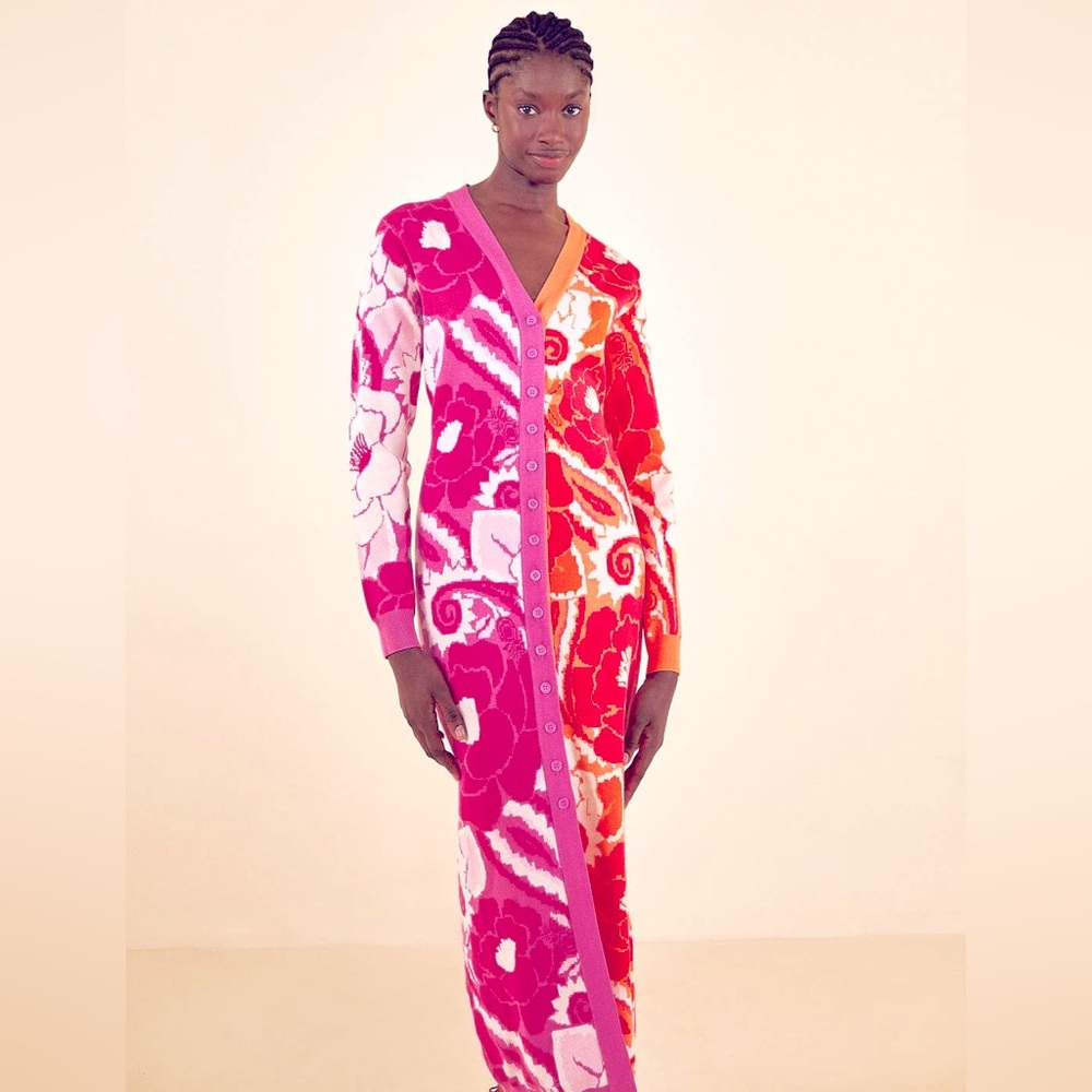 Farm Rio Mixed Tropical Groove Cardigan Dress